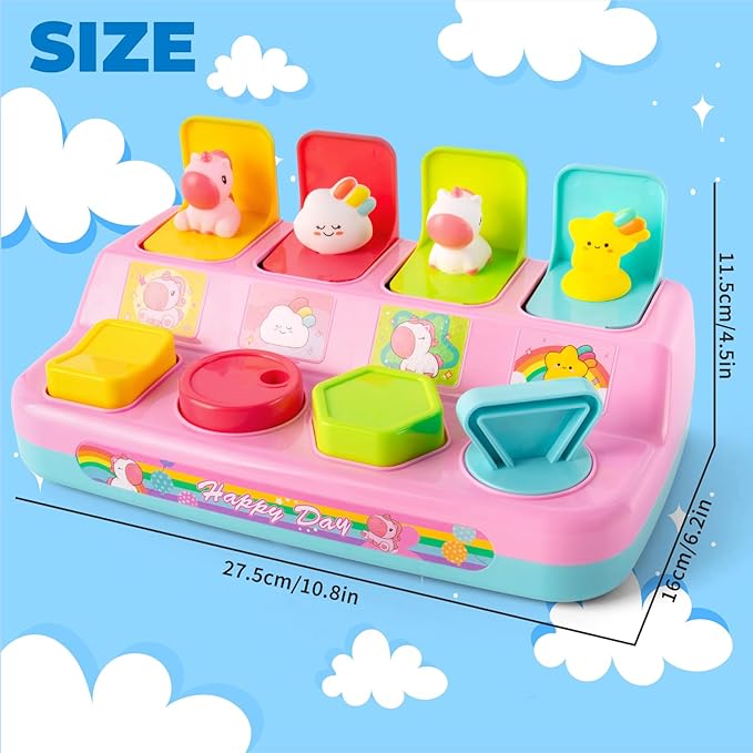 Tovol Zerky Montessori Pop Up Cause and Effect Baby Toy for 1-3 Years Old, Interactive Developmental Toy with Button & Number, Early Educational Toy for Toddler 9 12 18 Months