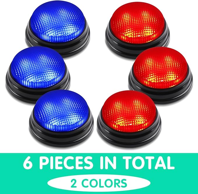 BEAN LIEVE 6-Pack Game Buzzers - Team Answer Buzzers with Lights and Sound Classroom Buzzers Buzzer Buttons for Game Show Develops Social Skills