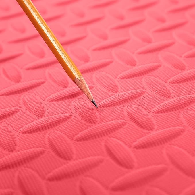 IncStores 1/2 Inch Thick Diamond Soft Foam Flooring Tiles | High-Density Interlocking Foam Tiles for Rugged Style in Your Home Gym, Playroom, and More | Red, 12 Tiles