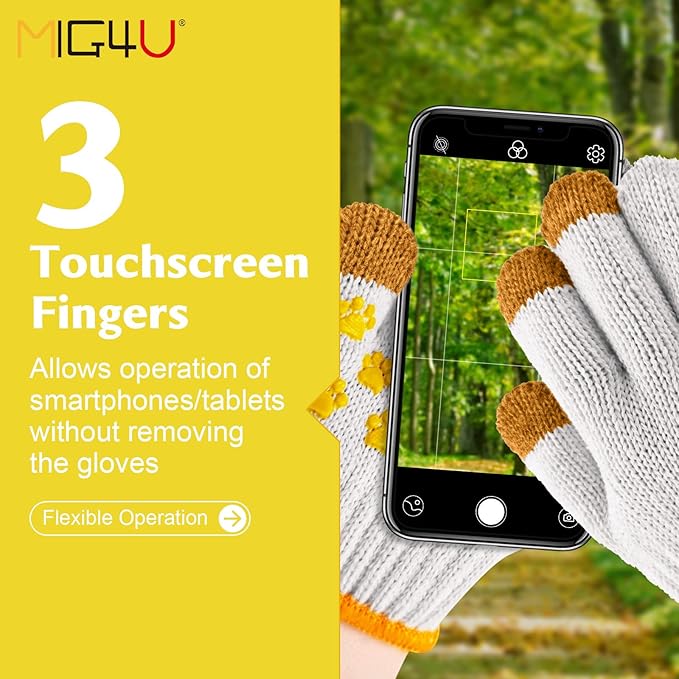 MIG4U Kids Gardening Gloves with Touchscreen Fingers, Anti-Slip Grips, Latex-Free for Ages 3-12, Durable for Outdoor Play
