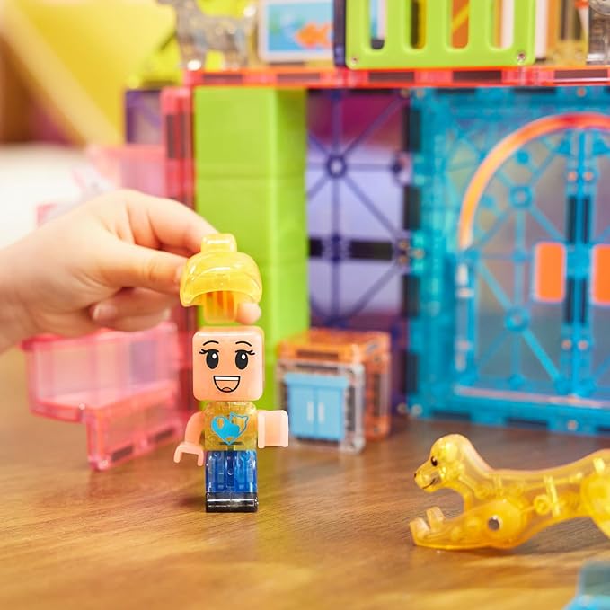 MAGNA-TILES Pet Playhouse 50-Piece Magnetic Construction Set, The Original Magnetic Building Brand