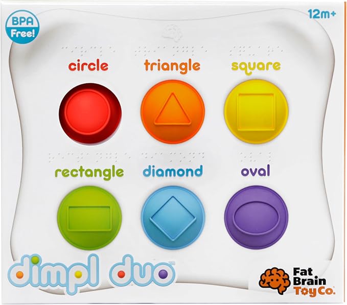 Fat Brain Toys Dimpl Duo, Early Learning Sensory Toy for Babies 1 Year+ & Toddlers, Interactive Baby Toys with Braille, Fidget Toys