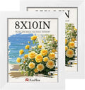 8x10 Picture Frame 2 Pack, White Solid Wood Gallery Photo Frame, Wall Hanging or Tabletop Display