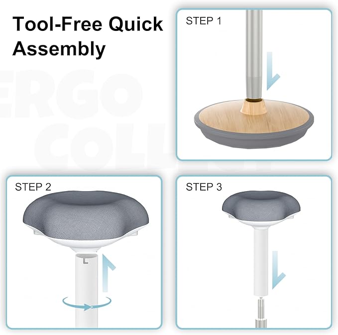 Wobble Stool - Adjustable Height Standing Desk Chair | Sit Stand Stool with 360-Degree Non-Slip Swivel Base|for Home,Office and Classroom(Light Wood)