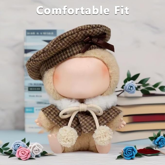 Doll Clothes Set for 17cm Dolls - Princess Dress Outfits with Bonnet/Bow Hair Accessories, Cute Clothes for Display & Photography (STK05)