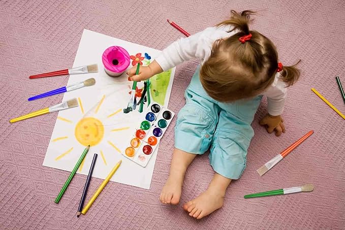 Anezus Large Chubby Paint Brushes Round and Flat Preschool Paint Brushes for Washable Paint Acrylic Paint For Toddler , 10Pcs
