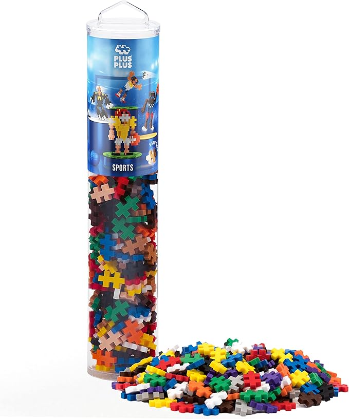 Plus-Plus: Instructed Play Tube - Sports - 240 Piece - Create 4 Players, Construction Building STEM Toy, Interlocking Mini Puzzle Blocks, Kids Ages 5+