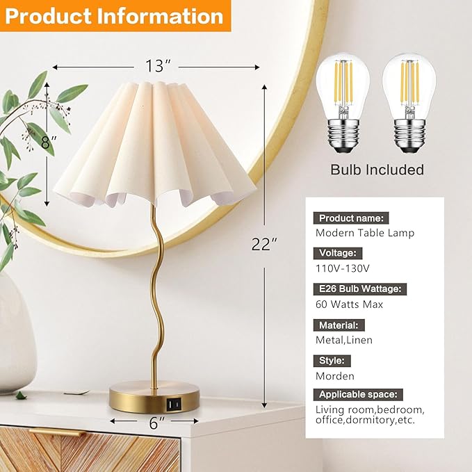 Table Lamps for Bedroom Living Room Gold Lamps Set of 2 Modern Touch Dimmable Lamp for End Table Bedside Night Stand Gold Lamp