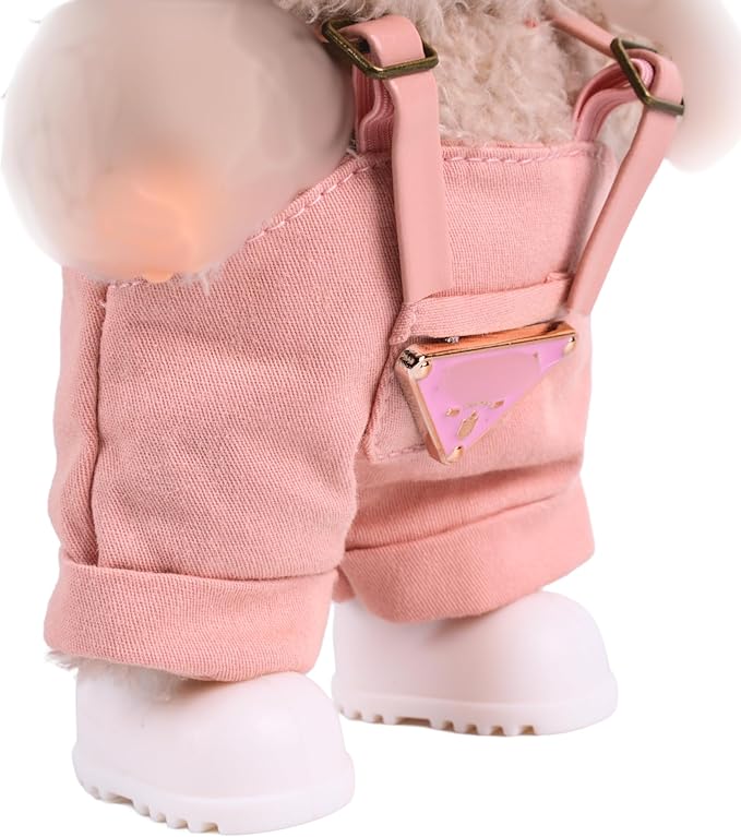 17 cm Doll Clothes, Fashionable and Cute 3-Piece Doll Clothes Set, fits 5.9-6.69 inches (15-17 cm) Dolls, Includes hat, Onesie, White Shoes (Doll not Included) (Pink)