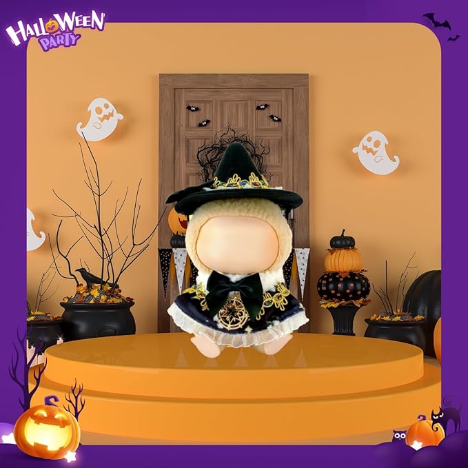 17cm Doll Clothes Set, Halloween Themed Costume, Black Cloak Outfit and Witch Hat for 6.7inch Dolls Suit, Cute Fashion Dress Up Clothes Accessories for 1st/2nd/3rd Gen Doll
