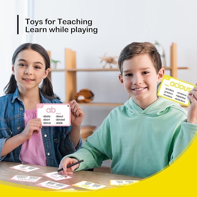 WJPC 232 Set Phonics Suffix Prefix Words Flash Cards,Sigh Words Flash Cards, for 7,8,9,10,11,12 Years 2nd, 3rd, 4th, 5th Grade Boys&Girls&Kids Learning Writing Reading