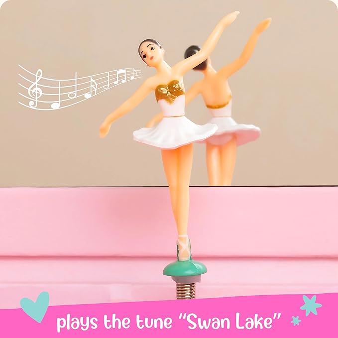 Ballerina Musical Jewelry Box for Girls - Ballerina Toys for Girls Age 4-6 - Kids Jewelry Box with Drawers - 9 x 5 x 9.3 in