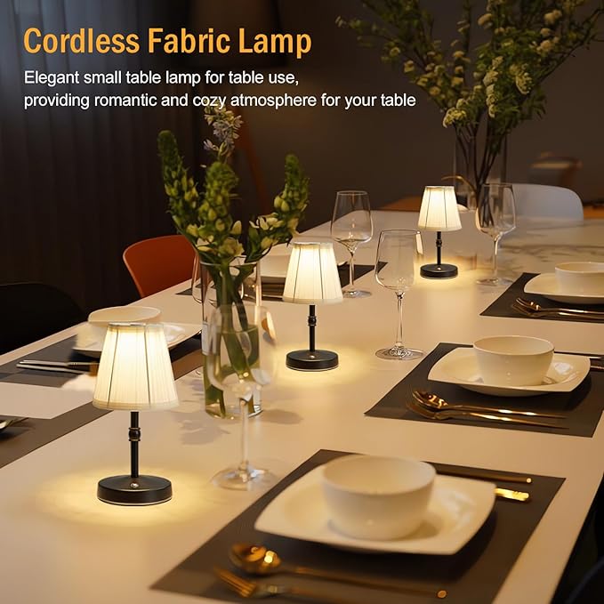 5W LED Cordless Mini Lamp,3000 mah Battery Operated Lamps,3 Color Temperature Dimmable Table Light,Small Rechargeable Lamp,Kitchen Lamps countertop,Restaurant (Black)