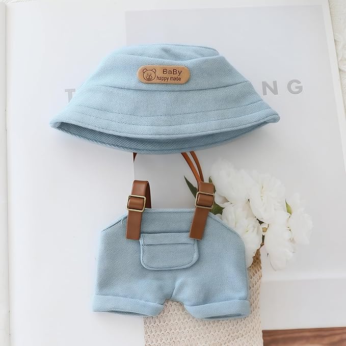 17cm Doll Clothes Set (No Doll), 4 Pieces Outfit Set for 6.7inch Dolls Dress Suit, Fashion Dress Up Hat Clothes Shoes Accessories for 1st/2nd/3rd Gen Dolls Play & Display Blue