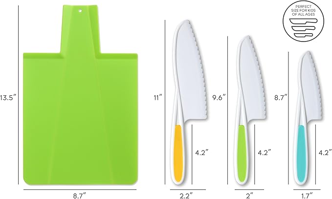 TOVLA JR. Toddler Montessori Kitchen Knife and Cutting Board Set – Safe, Kid-Sized Tools for Real Cooking – Ages 3+ Life Skills and Hands-On Prep