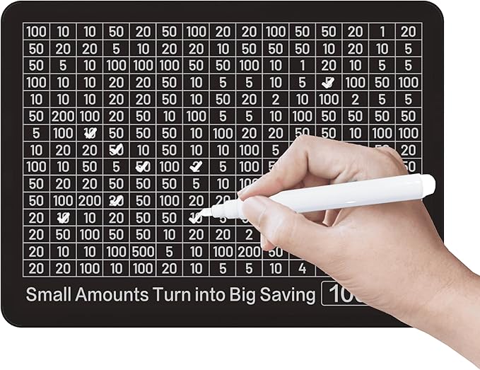 Piggy Bank for Adults Kids, Wooden Coin Bank for Boys and Girls, Cash Vault Money Saving Box with Counter $10000 $5000 Savings Challenge Money Box with Money Target and Numbers (Black Box+ 8 Sheets)