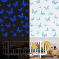 SAOROPEB Glow in The Dark 3D Butterfly 24 Pcs 3 Sizes, Luminous Butterfly Stickers for Ceiling or Wall, Glow in The Dark Party Supplies, Removable Luminous Stickers for Kids Babys Nursery (Blue)