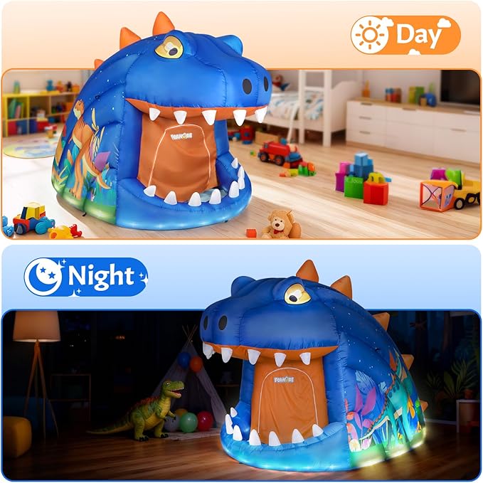 Dinosaur Sensory Tent for Kids, 8.2ft Inflatable Light Up Tent, Sensory Toys Calm Space for Autism