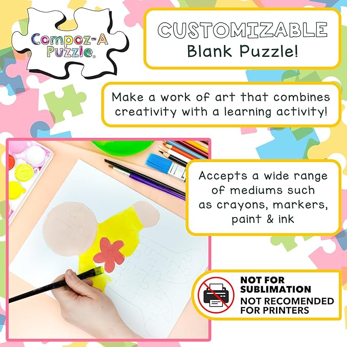 Hygloss 100 Blank Person-Shaped Puzzles – 8.5 x 10.5 Inches – Ideal for All-About-Me Activities – Write, Draw, and Decorate – 26 Pieces Each
