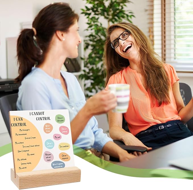 Inspirational Office Desk Decor Wooden, Mental Health Gifts, Recovery Self Care Encourage Gifts, Psychology Motivational Decorations for Corner Classroom Counseling Office