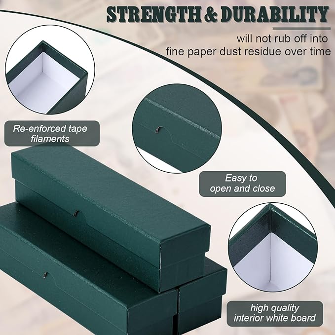 Teling 4 Pcs Coin Storage Box 2x2inch Flip Holders Collectors Coin Supplies Holders for Cents Collection Cardboard(Dark Green)