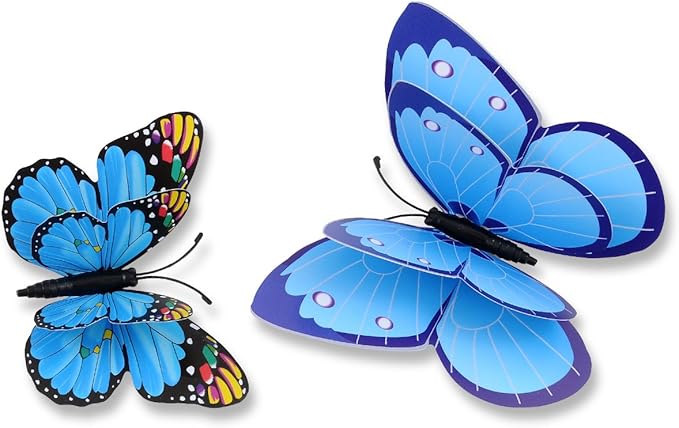 Mixed of 12PCS 3D Pink Butterfly Wall Stickers Decor Art Decorations¡­ (Blue)