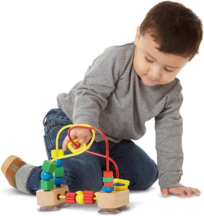 Melissa & Doug First Bead Maze - Wooden Educational Baby Toy with Suction Cups, for Floor, High Chair or Toddler Table, Toddler Toys for Girls & Boys Ages 1+