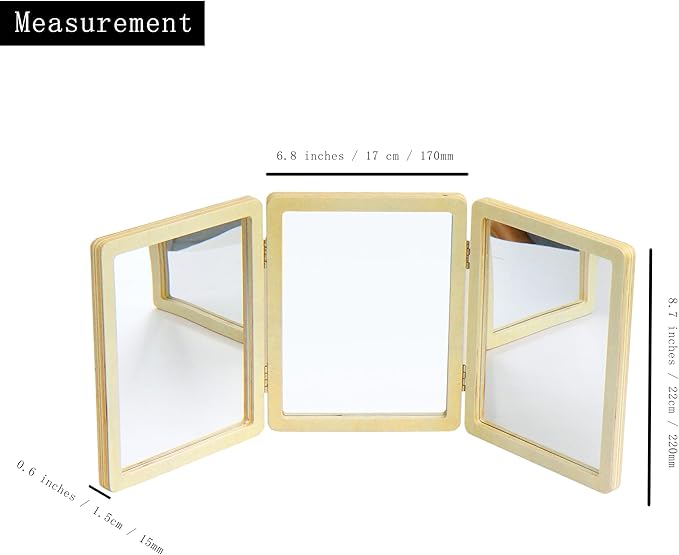 Tummy Time Mirror with 3 Panels, Montessori & Reggio-Inspired, Light Table Accessory Mirror, Multi-Angle Observation Mirror for Science Classroom in Preschool & Kindergarten (Middle Size)