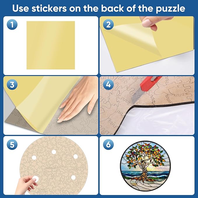 Ruikiyart Wooden Puzzles for Adults, 5MM 200 Pieces Coast Tree Wooden Jigsaw Puzzles, Tree of Life Puzzle Unique Shaped for Adults and Kids on Birthday, Christmas Family Puzzle Games (11.2"*11.2")