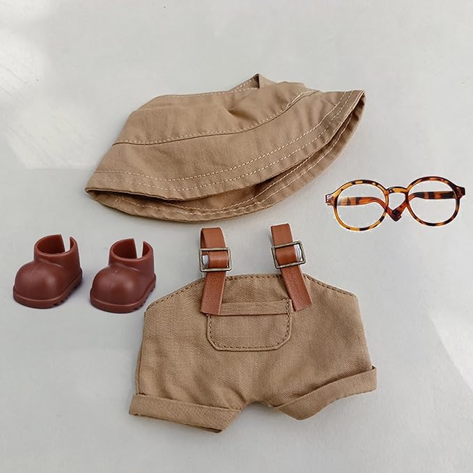 Clothes Set for Labubu 17cm Doll(NO Doll) , Handcrafted Crochet Set Hat & Jumpsuit, Stylish Premium for Labubu Outfit with Accessories, Cute for Dress up Unique Style