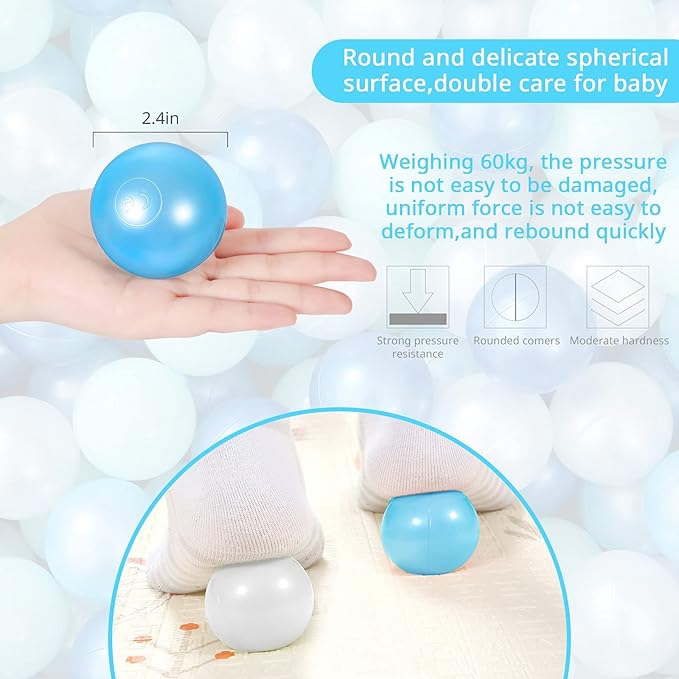 Ball Pit Balls Pack of 100 200 500 - Star and Round Set BPA Free Phthalate Free Non-Toxic Crush Proof Play Balls Soft Plastic Balls for Toddlers Baby Kids Birthday Pool Tent Party