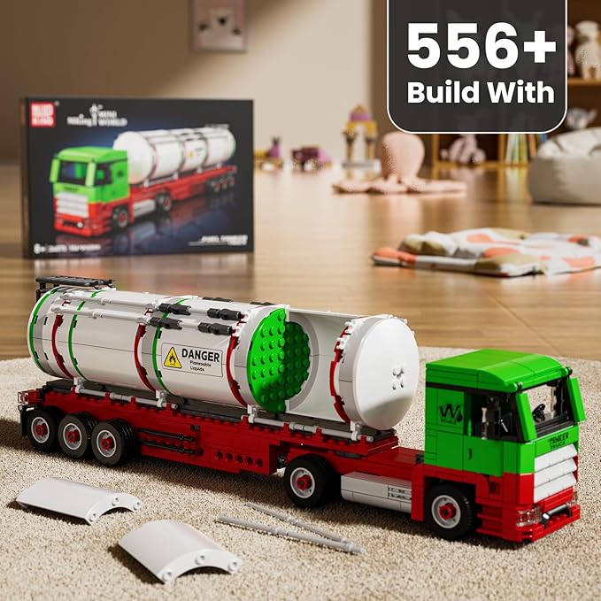 Mould King Tanker Truck Building Set, Realistic American Style Oil Tanker Model for Boys/Girls Ages 8+, 24075 STEM Toy Vehicles with Detailed Interior, Collectible Model for Adults (556 PCS)