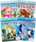 AEAHALY 4 Pack Paint by Sticker for Kids Crafts for Kids Ages 4-8 Sticker by Number Books Boys and Girls Birthday Gifts Party Favor, Travel Toys for Toddlers Learning (Princess+Animal+Horse+Vehicle)
