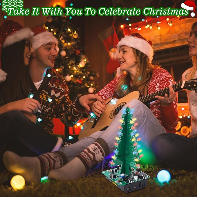 3D Christmas Tree Soldering Kit, Icstation DIY Soldering Practice Kit Spectrum Light Xmas Tree Soldering Assemble Kit for Teaching Learning STEM Educational