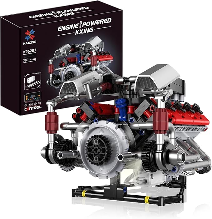 Le Mans Race Car Engine Building Blocks Kit,V8 Engine Model That Work Toy,with Motor & APP Control for 6+ Years Kids Adults (700 Pieces)
