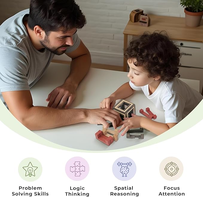 Sharp Brain Zone Wooden Puzzle Box – 3D Wooden Brain Teaser Puzzle with Secret Compartments | Handcrafted Natural Wood, STEM Educational Logic Game & Unique Gift for Puzzle Lovers