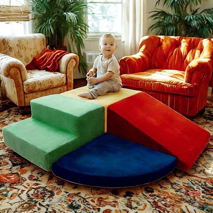 TOLEAD Large Baby Climbing Blocks 4pcs Climbing Toys for Toddlers - Ultra High Density Soft Foam Play Gym Equipment Easy Wash for Indoor Nursery