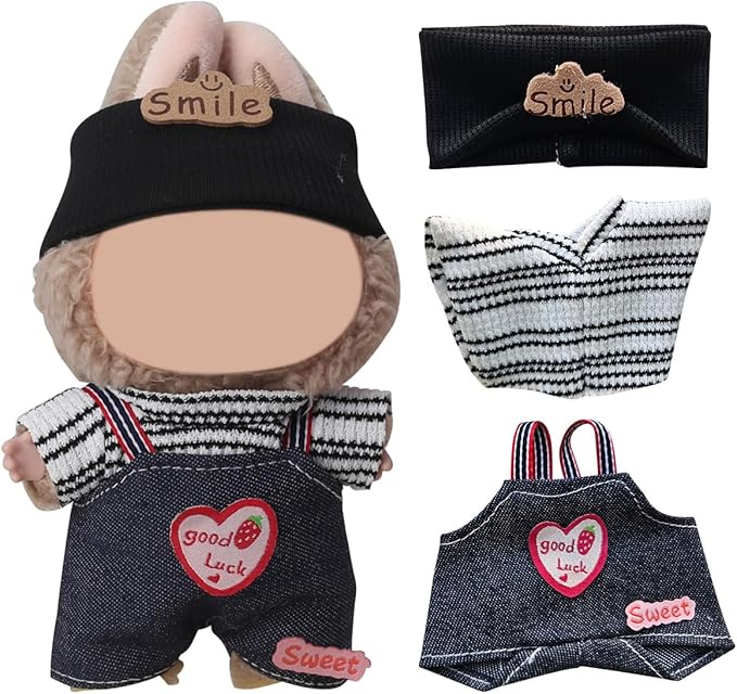 17cm Doll Clothes Set, Premium Jeans & Knitted Sweater Outfit for 17cm 15cm Dolls, Cute Dress Up Fashion, No Doll Included (Brown/Man, 17cm/15cm)