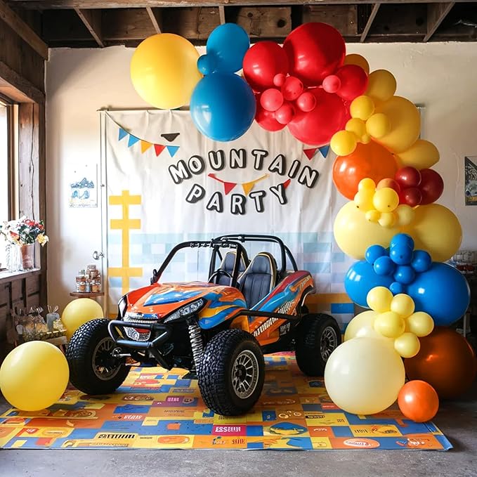Monster Truck Balloons, 12 Inch Red Yellow Blue Orange Balloons Colorful Truck Theme Printed Latex Balloon Bouquet for Monster Truck Party Baby Shower Wedding Birthday Party Supplies