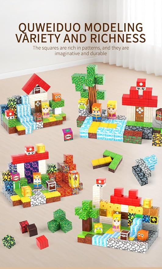 Magnetic Blocks, 200-Piece 0.8in Build Knight&Princess Magnet Game Set, Stacking Building Blocks Cubes Magnets for Kids, STEM Sensory Creative Toys Games for Toddler Boys & Girls 676