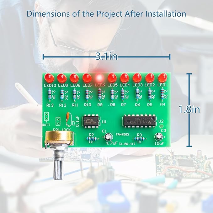 2pcs Ten-way LED Adjustable Speed Running Lights Soldering Practice Kit Electronic Hobby Kit Adult