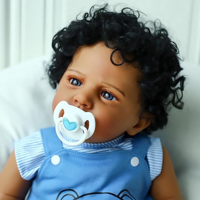 SCOM Reborn Baby Dolls Black Boy - 20 Inch Realistic African American Newborn Boy Doll Lifelike Weighted Soft Body Real Life Baby Dolls Gift for Kids Age 3
