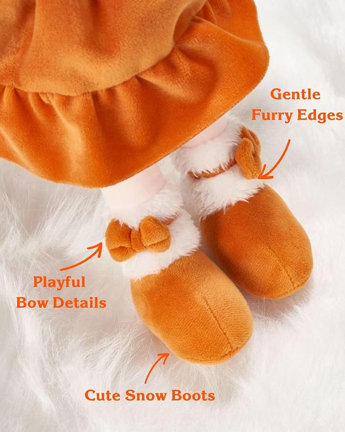 LeyaDoll Personalized Soft Baby Doll (16''), My First Birthday Gift for 1 Year-Old Girls Baby Rag Doll Plush Toys for Toddler Kids Infants -Autumn and Winter Christmas Special -Daydream-Maple-Girl