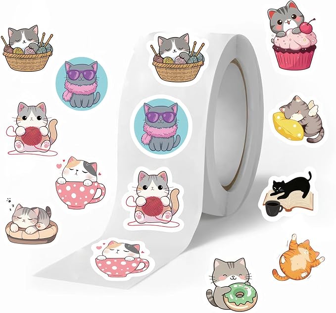 500 PCS Cute Cat Stickers Vinyl Waterproof Stickers for Laptop,Guitar,Motorcycle,Bike,Skateboard,Luggage,Phone,Hydro Flask, Gift for Teens Birthday Party