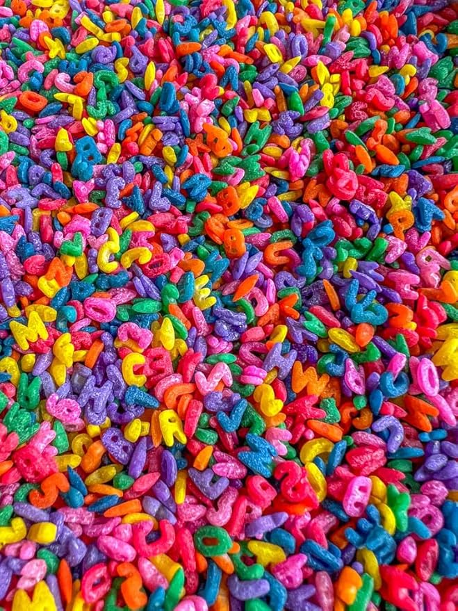 Pasta Sensory Bin Filler for Sensory Table - Colored Pasta for Sensory Play (Rainbow Alphabet Pasta, 4 Cup)