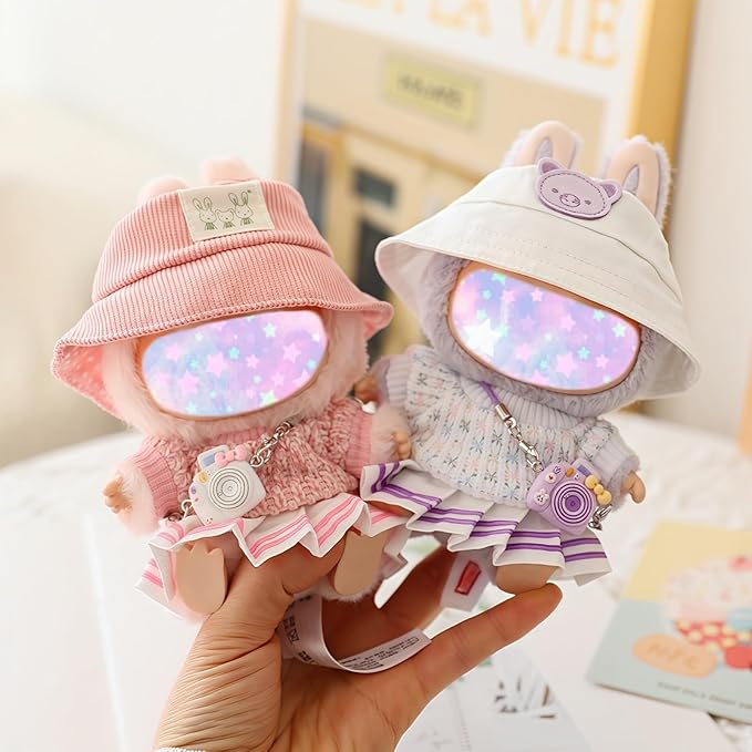 17cm Doll Clothes Set, 5 Pieces Dress Outfit Set for 6.7inch Doll Suit, Fashion Chic Hat & Clothes Accessories for 1st/2nd/3rd Gen Dolls Play & Display Purple