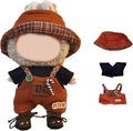 17cm Clothes Set, Cute Hat Unique Pocket Design Overalls Dress up Set(NO Doll), Handmade Clothing Designed for 17cm Doll (Brown Set)