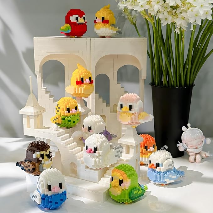 Parrots Micro Mini Building Block Sets Birthday Gift for Kids, Animals Buildling Model Kits, Mini Bricks Birds Series Toys for Kids（6 Boxes）