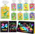 Kids Scratch Art Party Favors Gifts: 24 Pack Dinosaur Scratch Notebook Paper Birthday Party Favor Toy Girls Boys Art Craft Kit Summer Classroom Goodie Bags Return Gifts for Birthday Party Favors Bulk