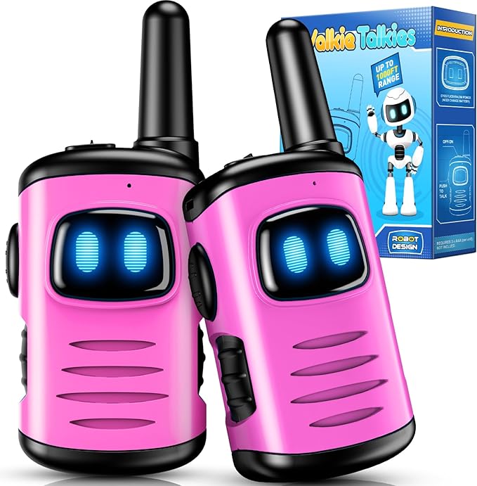 Toys for 3-8 Year Old Girls: comedyfun Mini Robots Walkies Talkies 2 Pack Christmas Birthday Gifts for 3 4 5 6 7 8 Year Old Girls Outdoor Toys Age 5 6 7 8 Girl Stocking Stuffers Camping Hiking